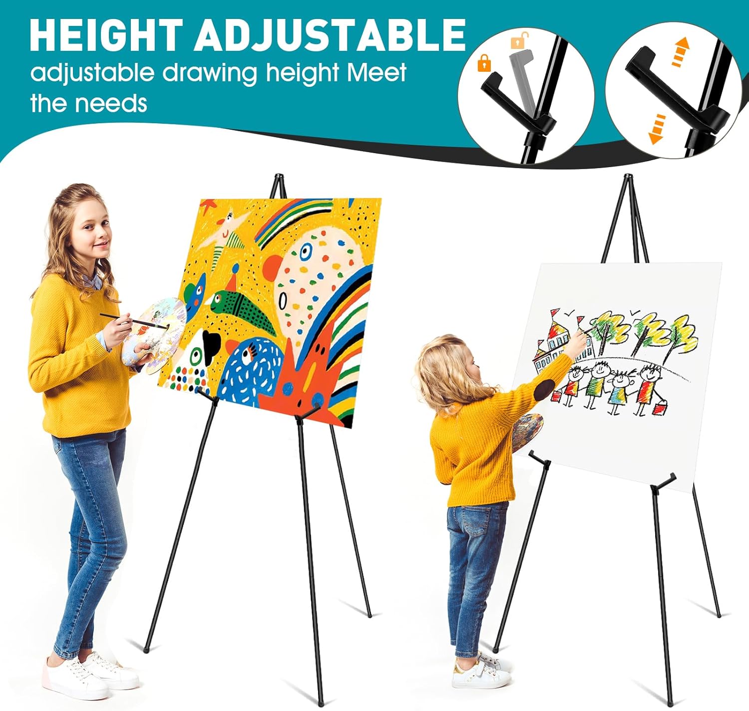 ESRICH 8 Pack Easel Stand for Sign, 63" Easels for Display, Lightweight Metal Easels for Signs Wedding Logos,Arts, Painting,Adjustable Easel Stand with Storage Bag