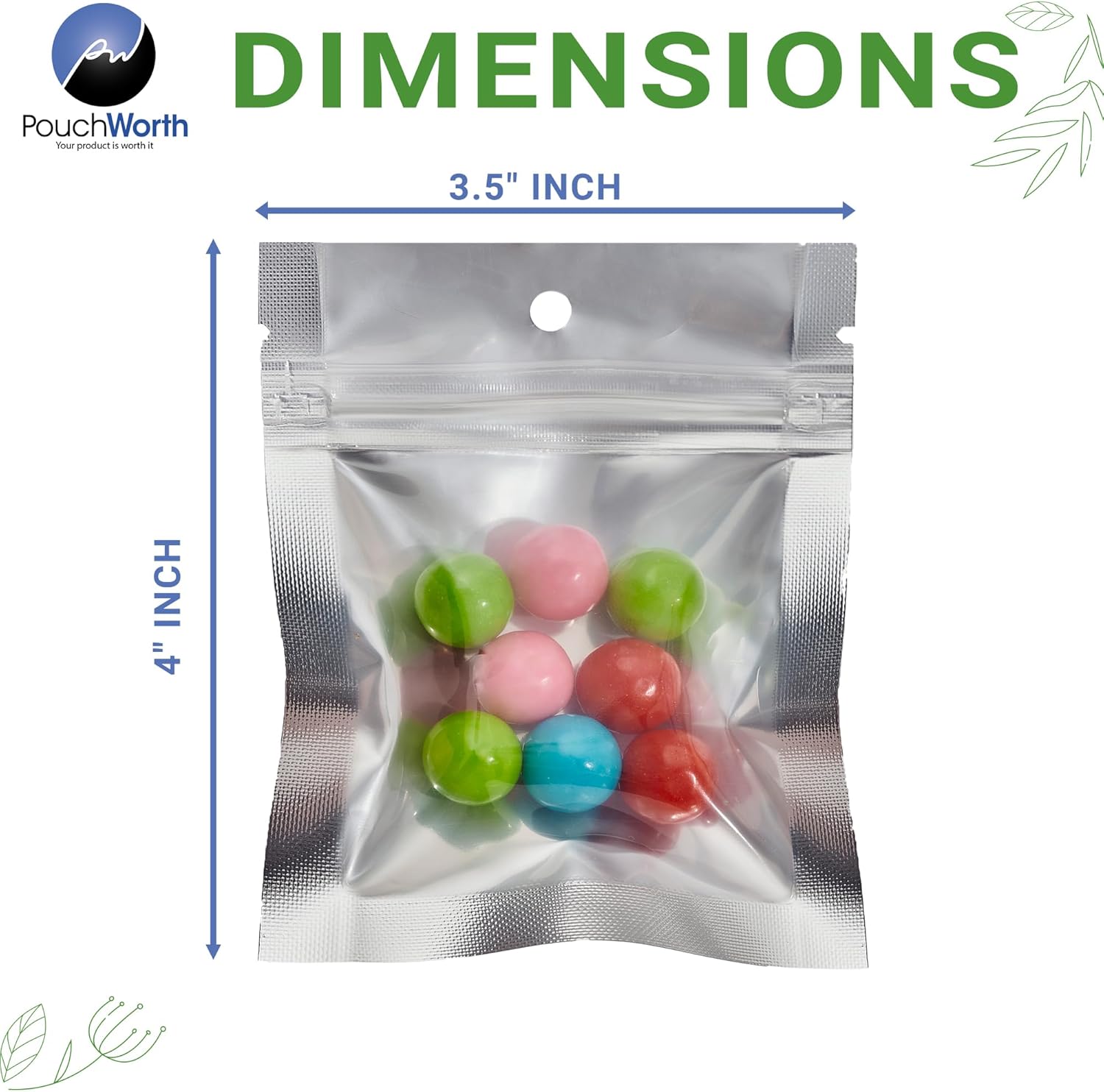 100 Pieces 3.5" x 4.5" Clear/Silver Resealable 3 Seal Pouch Bags Mylar Food Packaging with Tear Notches