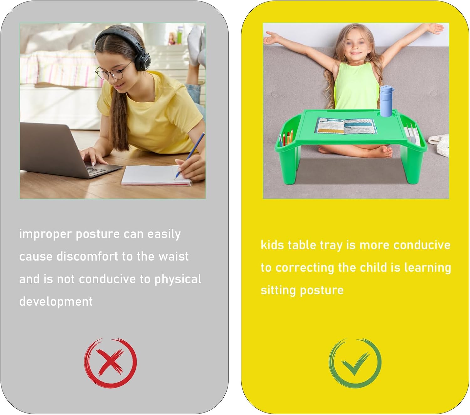 6 Pack Kids Lap Desk Tray with Storage Slots, Portable Lap Desk, Activity Tray, Drawing, Stackable, Writing, Eating, Classroom, 19.69" L x 9.84" W x 7.1" H
