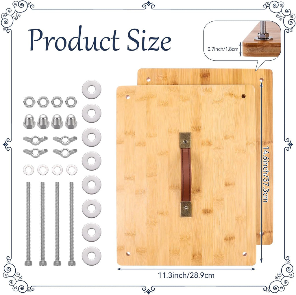 RANERVZ Large Bookbinding Press with Portable Handle, Bamboo Wood Oversized 14.8 x 11.4 Inch Ergonomic Book Binding Paper Machine Handmade DIY Craft Projects Binder Tool Supply Easy Assemble