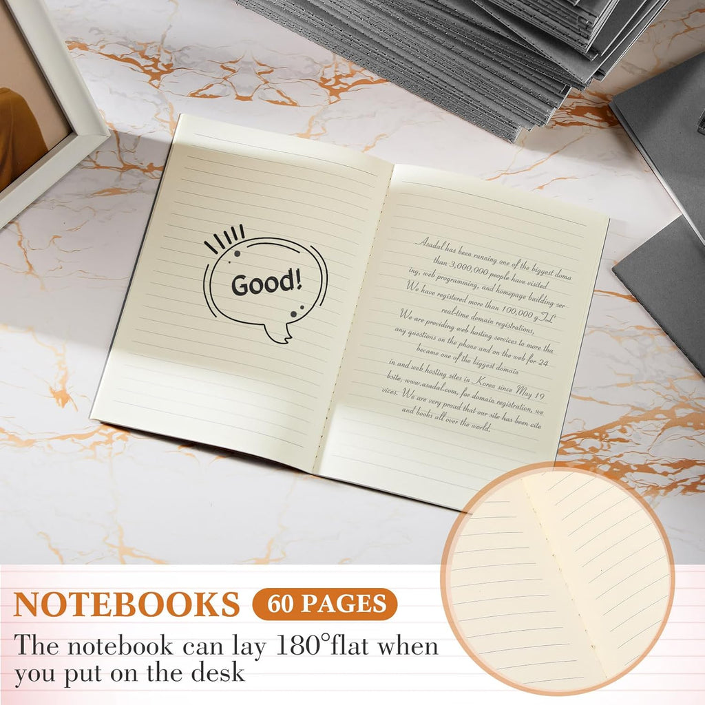 100 Pcs Kraft Notebook Journals 5.5 Inch x 8.3 Inch A5 Softcover Notebooks Bulk for Writing Sketch Office Notepad with 60 Pages 30 Sheets (Multicolor,Lined)(Grey,Lined)