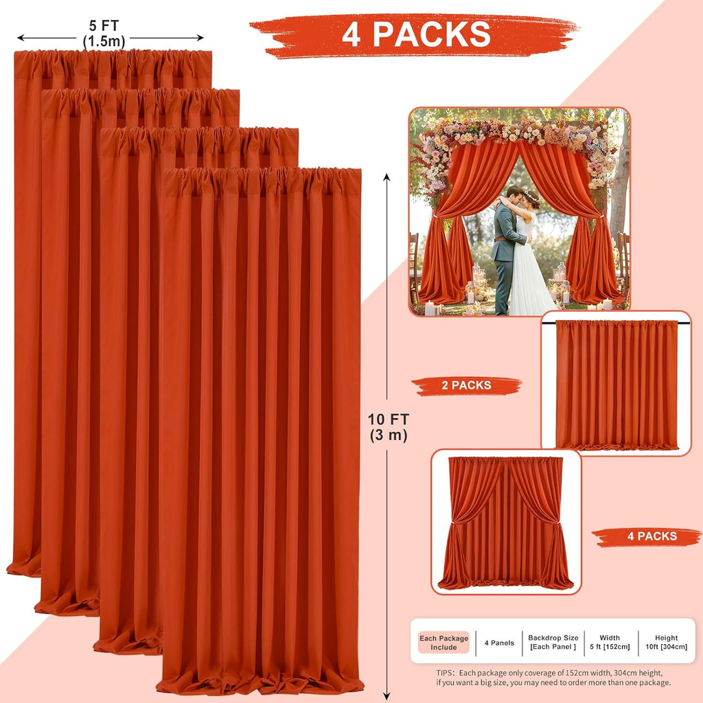 Rust Backdrop Curtains 20ft x 10ft Polyester Backdrop Drapes Fabric for Halloween Party Stage Window Supplies Decorations