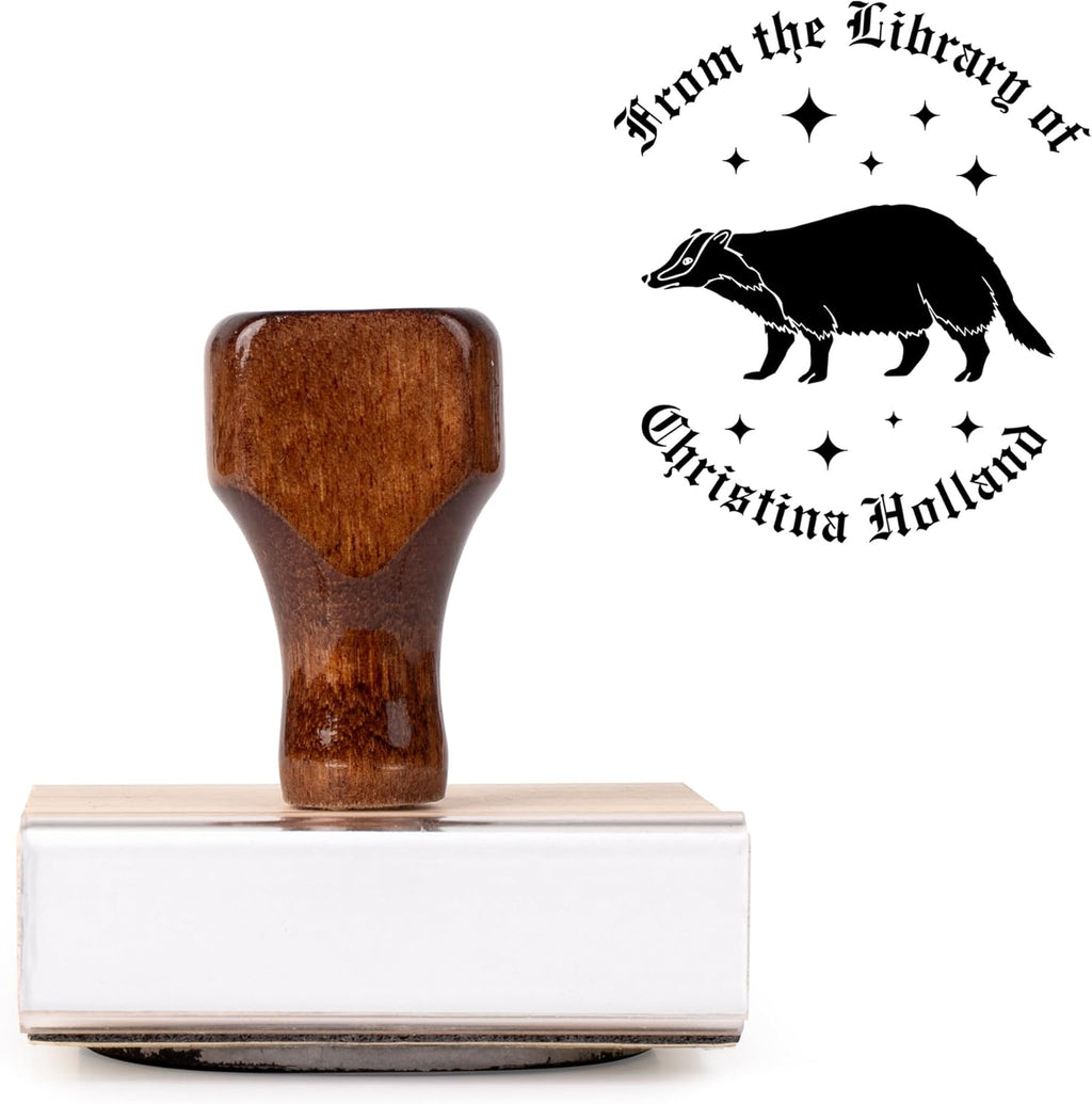from The Library of Embossers & Stamps for Fantasy Book Readers | Custom Embosser | Custom Stamp | Ex Libris | Elevate Your Fantasy Collection of Stories and Novels (Design 8, Wood Hand Stamp)