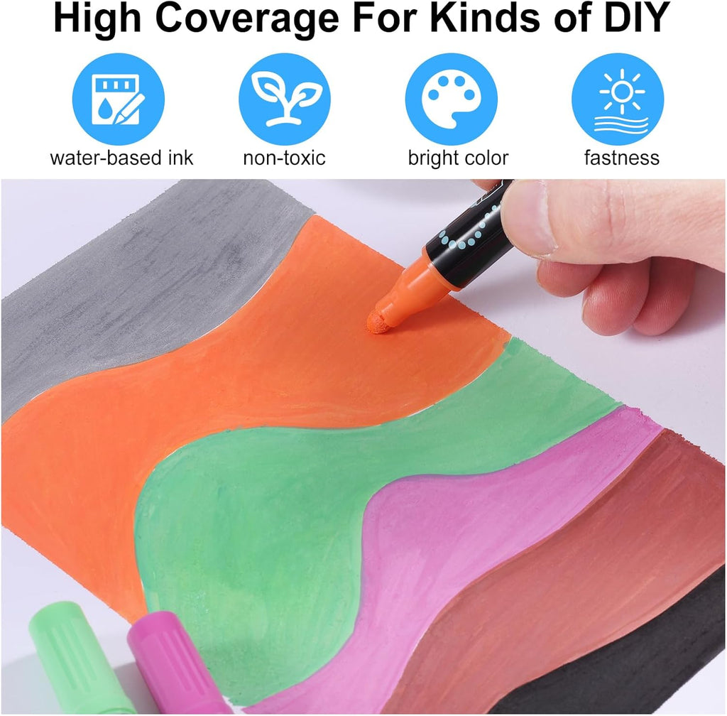 100 Colors Waterproof Dual Tip Acrylic Paint Pens, Dot & Fine Tip Premium Coloring Drawing Markers Set for Wood, Rock, Canvas, Glass, Ceramic Surfaces and DIY Crafts Making Art Supplies