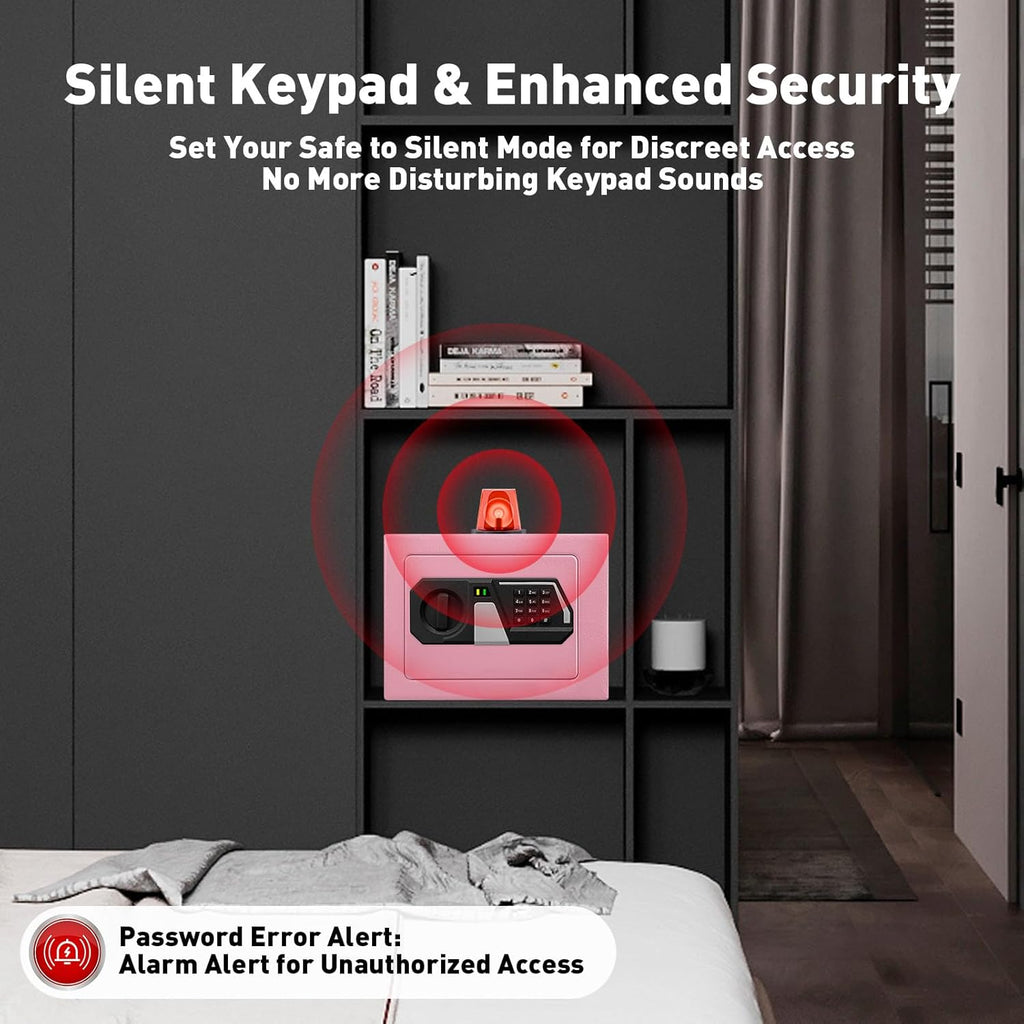 TOTOY Small Personal Safe Box 0.5 Cu Ft- Electronic Digital Security Safe Steel Construction Hidden with Key Lock, Wall or Cabinet Safety Box for Home Office Hotel Business Jewelry Gun Cash Money