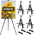 AROIC 4 Pack Art Painting Display Easel Stands,Portable Adjustable Aluminum Metal Tripod Artist Canvases Height from17 to 66 Inch Extra Sturdy forTable-Top/Floor Painting. Black with 4 Storage Bag
