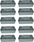 -Bulk Large Portable Caddy DIY Dividers, 8 Compartments, School Office,Portable Basket with Handle Storage Organizer Modern Made in USA (10 PACK, Orion Gray)