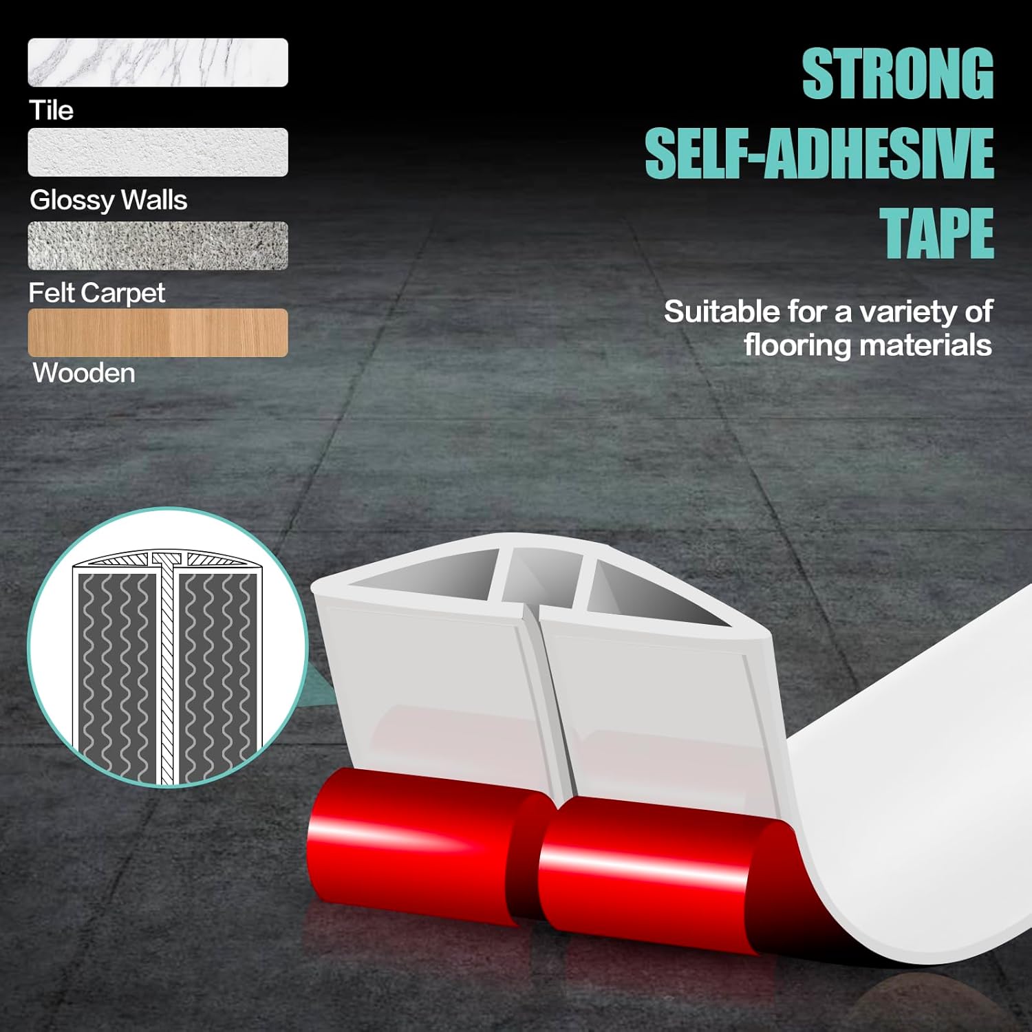 Floor Cord Cover Self Adhesive Cord Hider,20FT Cable Management, Extension Strip Protector for Wires, Prevent Cable Trips for Offices, Gyms, Exhibitions Cavity:0.39"(W) x 0.27"(H) White