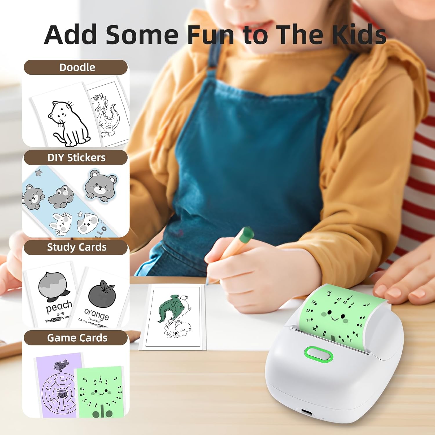 ORGSTA S002 Sticker Printer - Mini Printer Portable Thermal Sticker Maker, Bluetooth Print Pod Inkless Label Maker for Photos, Journal, Receipts, DIY Creation