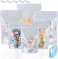 4X6 Resealable Bags 150 Pcs Mylar Bags for Food Storage Candy Packaging Mylar Bags with Window Reclosable Small Stand Up Pouches Edible Packaging for Small Business White
