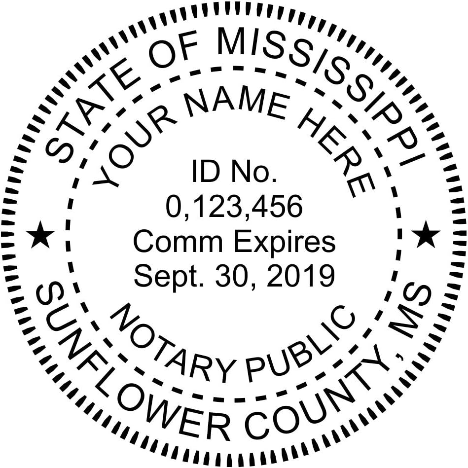 Mississippi Round Notary Stamp | Official State Notary Stamp | Official Seals | Meets State Specifications (Mississippi, Round Stamp)