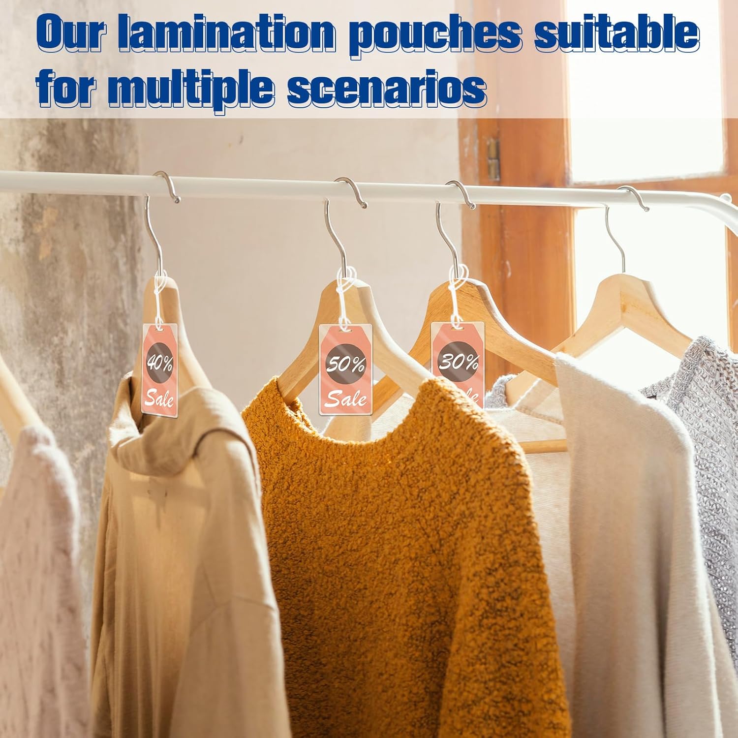 100 Pack 5 Mil Laminating Pouch with Clear Loop 2 1/2" x 4 1/4" Luggage Tag Laminating Pouches with Slot Hole Thermal Laminate Pouch Tags Kit Resealable for Work Permits Pass Cards Student ID Cards