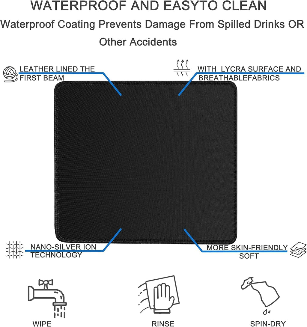 Mouse pad, Gaming Mouse pad Durable Stitched Edge, Premium-Textured Water Resist Mousepad, Non-Slip Rubber Base Mouse Pads for Computers, Laptop, Gaming, Home, Office, 11.8 x 9.9 in, Black