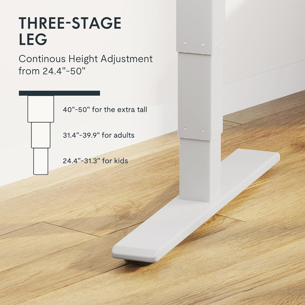 FLEXISPOT E6 MAX Bamboo Dual Motor 3 Stages Standing Desk 72x30 Inch Whole-Piece Board Electric Height Adjustable Stand Up Desk 150KG Load Capacity(White Frame + Bamboo Desktop)