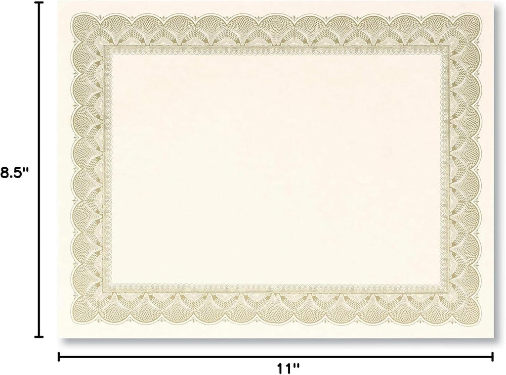 PaperDirect Gold Metallic Traditional Metal Colored Standard White Parchment Certificates, 8.5 x 11, 100 Count