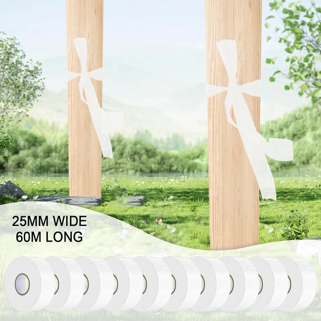10 Pack White Flagging Tape, Non-Adhesive Plastic Ribbon Neon Marking Roll,1inch*2000ft, Marking Tape for Tree Marking, Hunting, Boundaries and Hazardous Areas,Trail Marking
