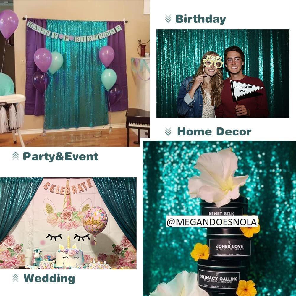 Eternal Beauty Teal Sequin Backdrop, 4x7 Ft Glitter Background Curtains for Shimmer Photography Party Wedding Birthday Back Drop Decor