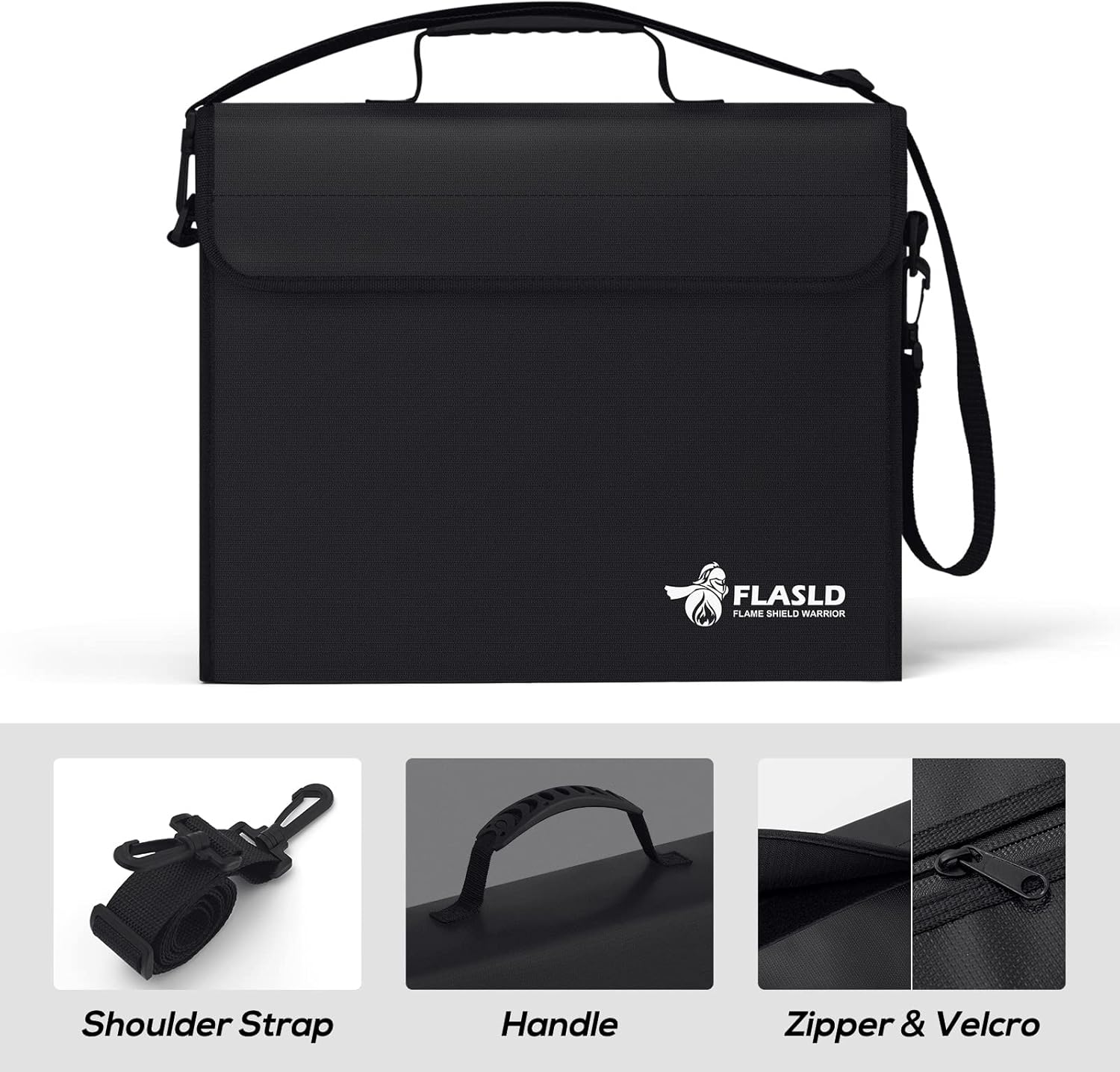 FLASLD Fireproof Document Bags, 15x12x5” Large Fireproof & Water Resistant Bag, Holder Home Office Portable Filing Storage for Valuables, Fireproof Folder FireSafe Box for Cash, Passport