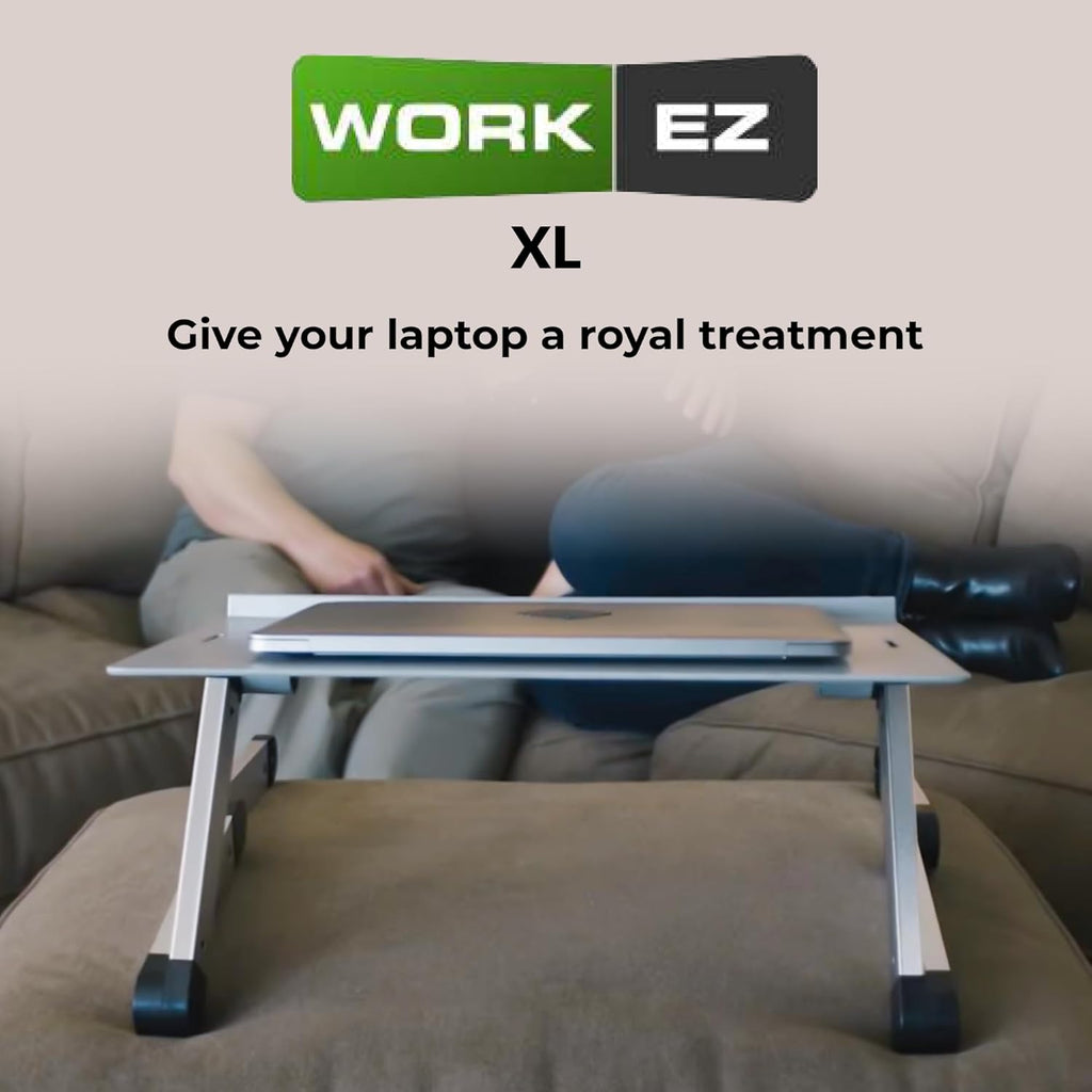 Uncaged Ergonomics WorkEZ Adjustable Laptop Stand for Desk, Laptop Stand Adjustable Height, Foldable Aluminum Cooling Computer Holder & Riser for Desk Bed, Black, XL