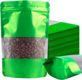 100 Pack Green Smell Proof Bags, Resealable Mylar Bags with Matte Window, Foil Pouch Stand Up Sealable Bags for Packaging, 7.08×10.23 Inch