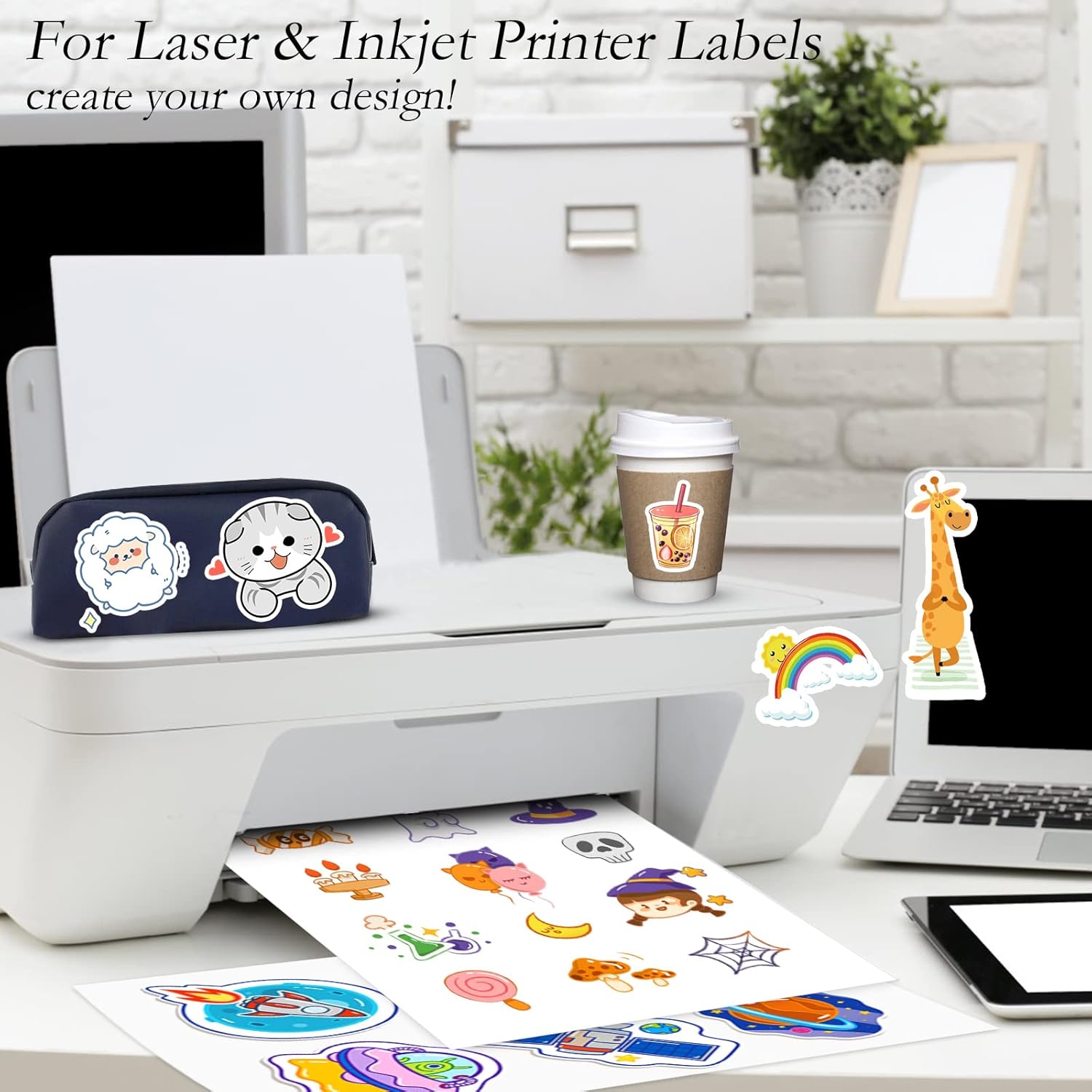 Full Sheet Sticker Paper for Laser & Ink Jet Printers, 8.5" x 11" Full Sheet Address Shipping Label, 1000 Sheets 1000 Labels