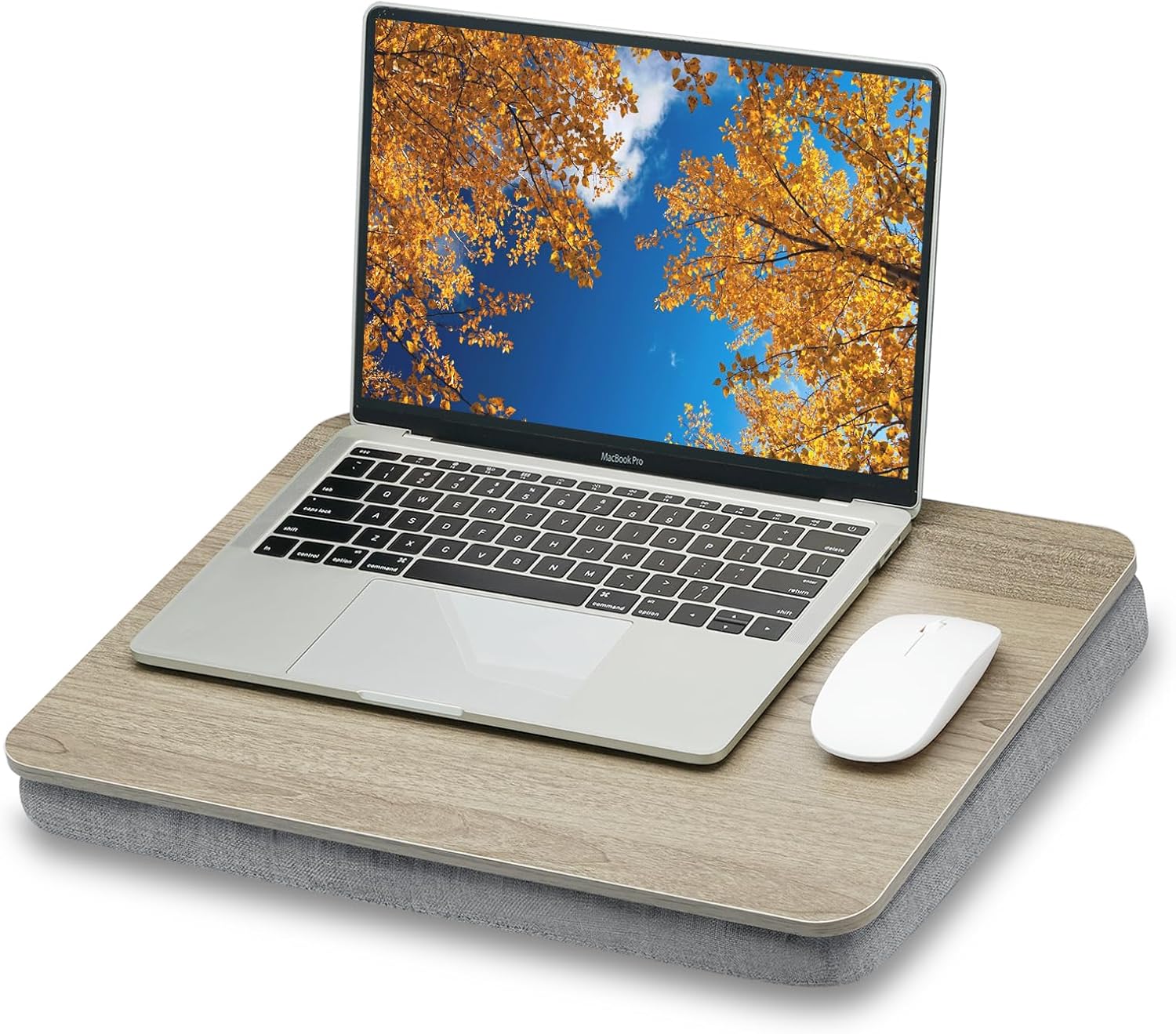 Lap Desk with Pillow Cushion, Portable Laptop Bed Desk, Fits up to 15.6 inch Laptop, Lap Stand for Bed & Couch & Carpet, Book Tablet/Drawing Board/Stand - Black Wood