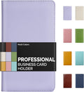 Sooez Leather Professional Business Card Book Holder Organizer, 240 Capacity Credit Card Booklet, PU Name Cards Holder Storage File for Men Women, Purple