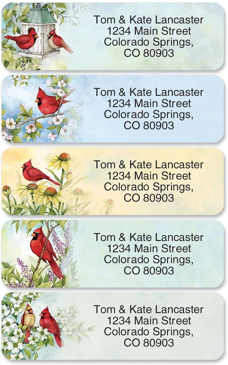 Colorful Images Year of Remembrance Rolled Personalized Return Address Mailing Labels with Dispenser, 5 Designs, Set of 500, Small ¾ x 2½ Inch Size, Custom Self-Adhesive Sticker Roll