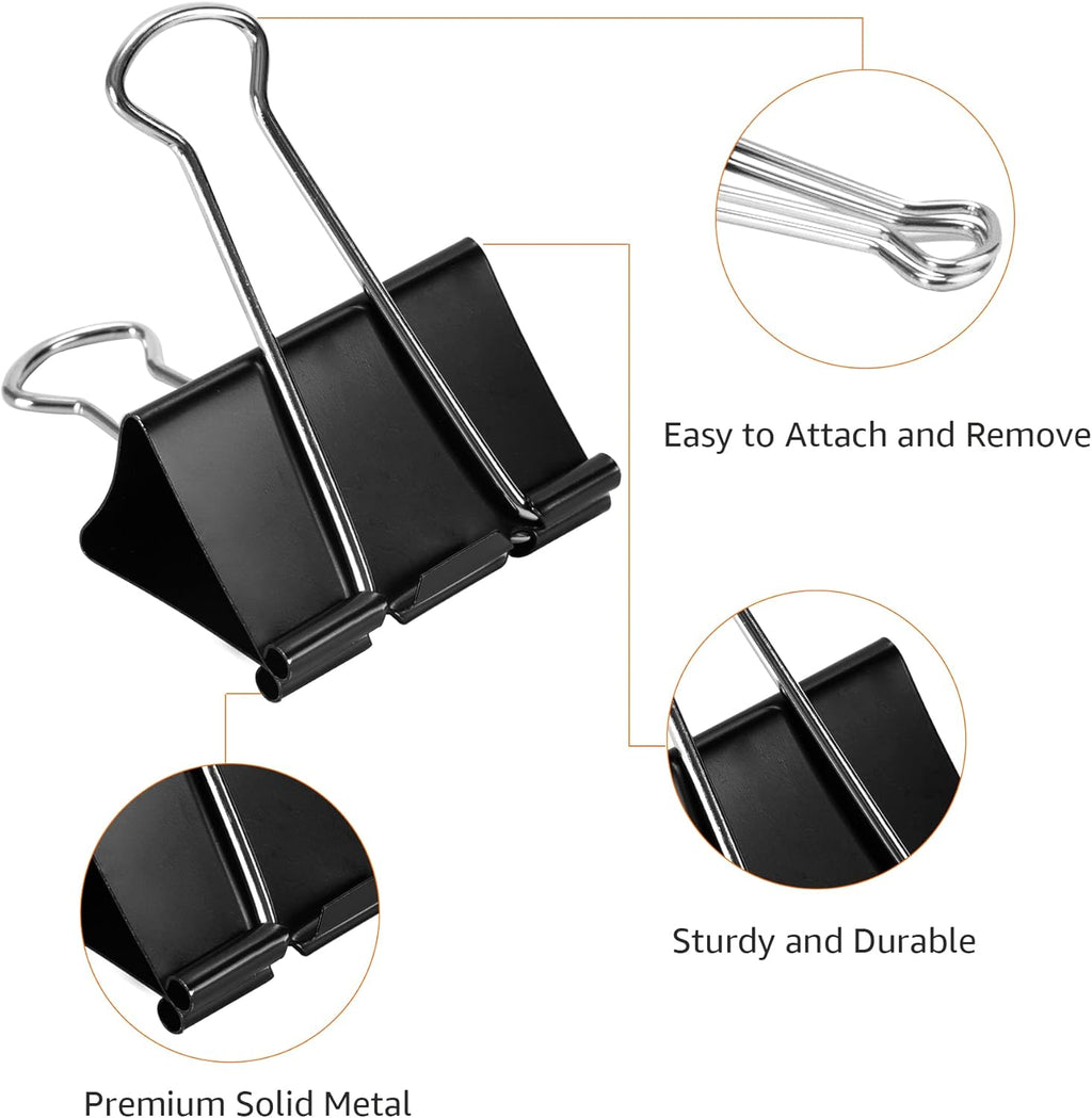 Amazon Basics Sturdy Binder Clips for Office Use, 144 Count (12 Pack of 12), Small, 0.75 in, Black