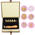 Wax Seal Stamp kit, ANBOSE Animal Wax Seal Stamp Set with 6 PCS Removable Brass Heads and 1 Wooden Handle, Retro Cat Owl Boat Rose Sealing Wax Stamp for Cards Invitations