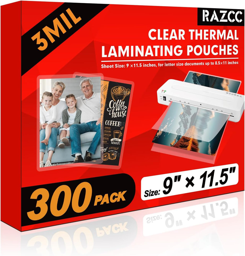 Laminating Sheets, 300 Pack Clear Thermal Laminating Plastic Paper Laminator Sheets, 9 x 11.5-Inch, 3mil, Ideal Office or School Supplies