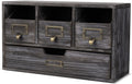 Flexzion Apothecary Cabinet with 4 Drawers - Vintage Rustic Wood Desktop Organizer for Home & Office Supplies - Tabletop Wooden Storage for Catalog, Card, Jewelry, Makeup, Craft & Tools