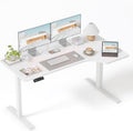 FEZIBO 55×32 inch L Shaped Electric Corner Standing Desk, 4 Memory Height Settings,Home Office & Computer Height Adjustable Table, Ergonomic Sit and Stand Up Workstation with Splice Board,White Top