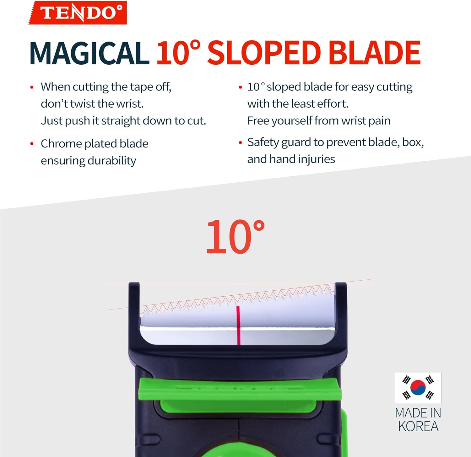 Heavy Duty Shipping Tape Dispenser: TENDO° Premium Line – Reusable, Replaceable, Eco-Friendly 2’’ Master Piece Dispenser for Pros with Patented 10° Sloped Chromium Blades - P-2200 (4th Gen.)_Green
