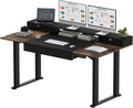 SANODESK Electric Standing Desk with Drawers, 63 x 32 inch Height Adjustable Computer Desk, Home Office Stand Up Desk with 3 Preset Heights, Black