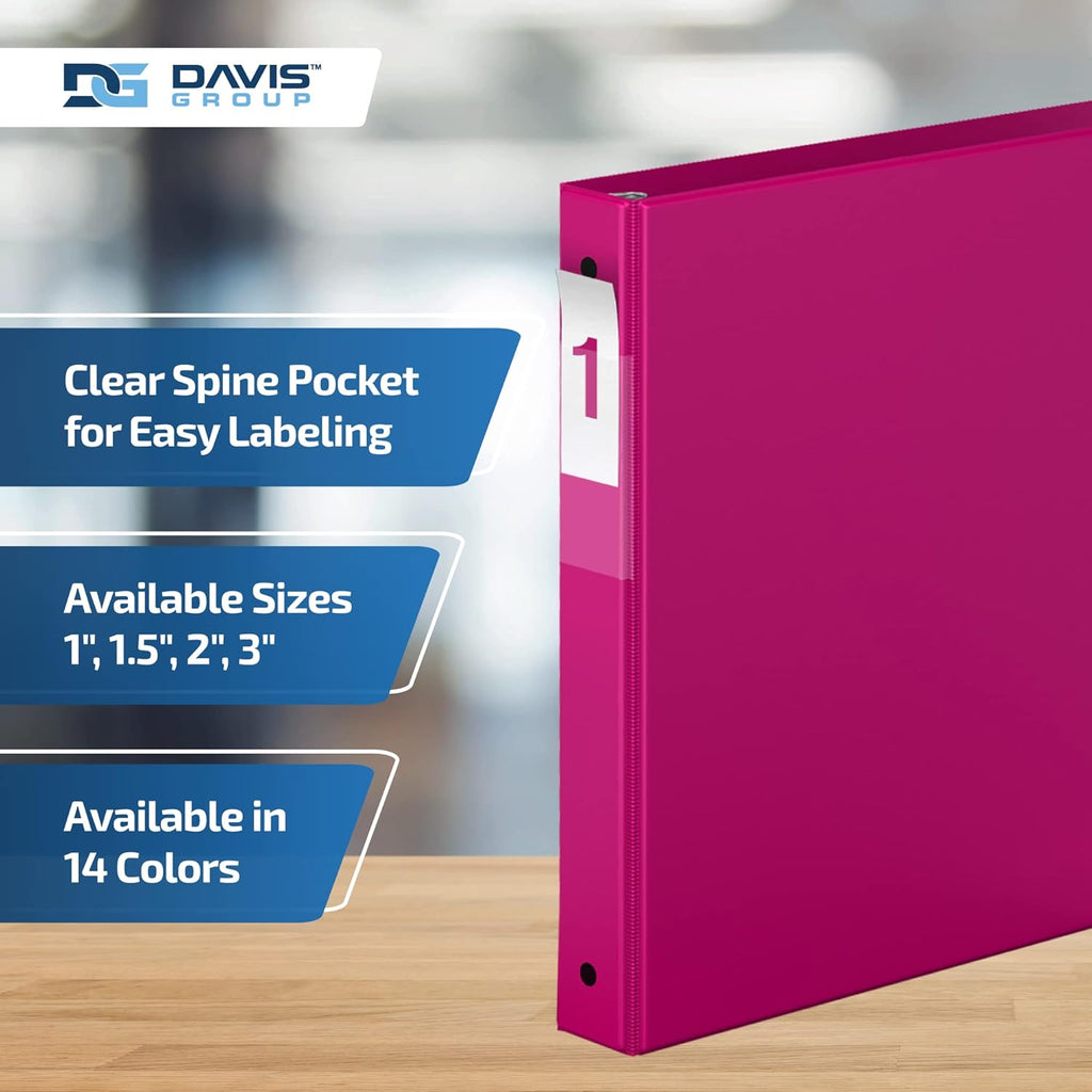 Premium Economy 6-Pack 3-Ring Binders for School or Office, Round-Ring Binders, 1 Inch, Pink