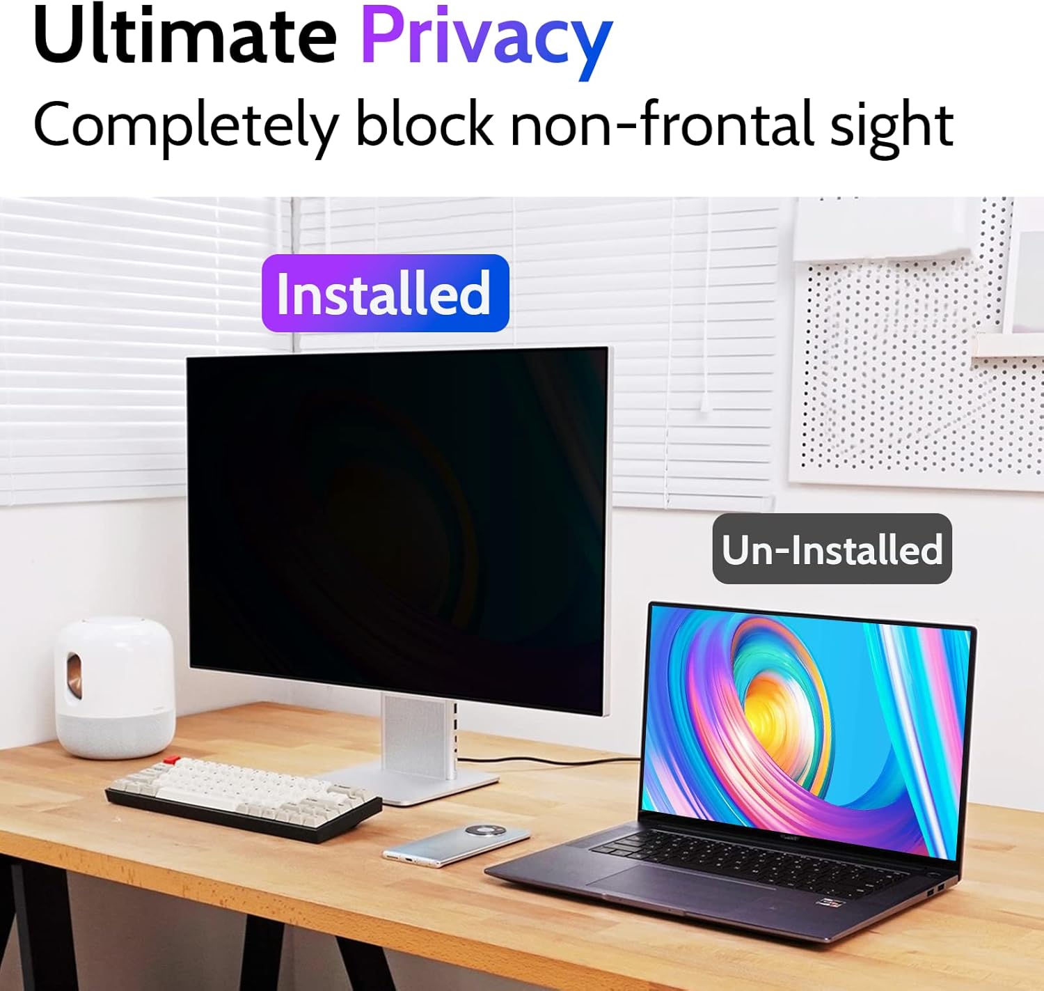 Computer Privacy Screen 21.5 Inch for 16:9 Widescreen Monitor, Removable 21.5inch Anti Blue Light Anti Glare Monitor Privacy Filter Shield (18 3/4" x 10 9/16")