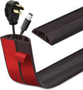 Floor Cord Cover Self Adhesive Cord Hider Floor Extension Cord Covers for Floor Power Cord Protector Cable Management Prevent Cable Trips Cable Cavity 0.47" W x 0.27" H (Dark Walnut, 20Ft)