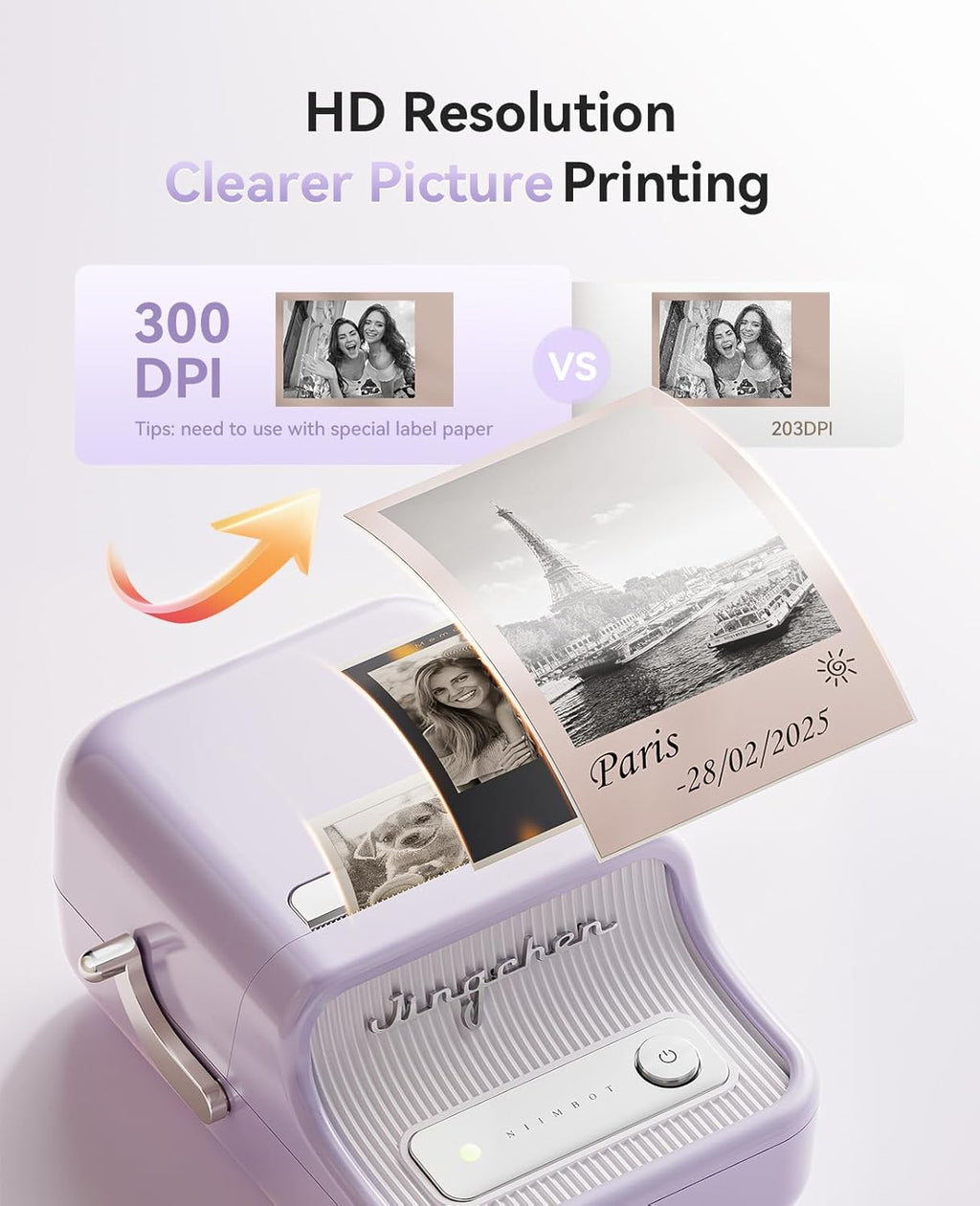 NIIMBOT B21 Pro Label Maker, 300DPI HD Label Printer, Ideal for Notes,Photos, Study Graphics, Memo Maker,50x30mm Label,230Pcs(Purple)