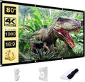 AAJK 80 inch Projector Screen, Washable Projector Screen 16:9 Foldable Anti-Crease Portable Projector Movies Screen for Home Theater Outdoor Indoor Support Double Sided Projection