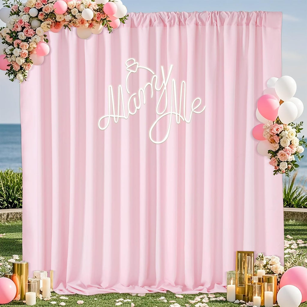 Pink Backdrop Curtains: 6 Panel 5ft x 10ft Polyester Fabric - Wedding Backdrops for Baby Shower Party Stage Ceremony Photography Background
