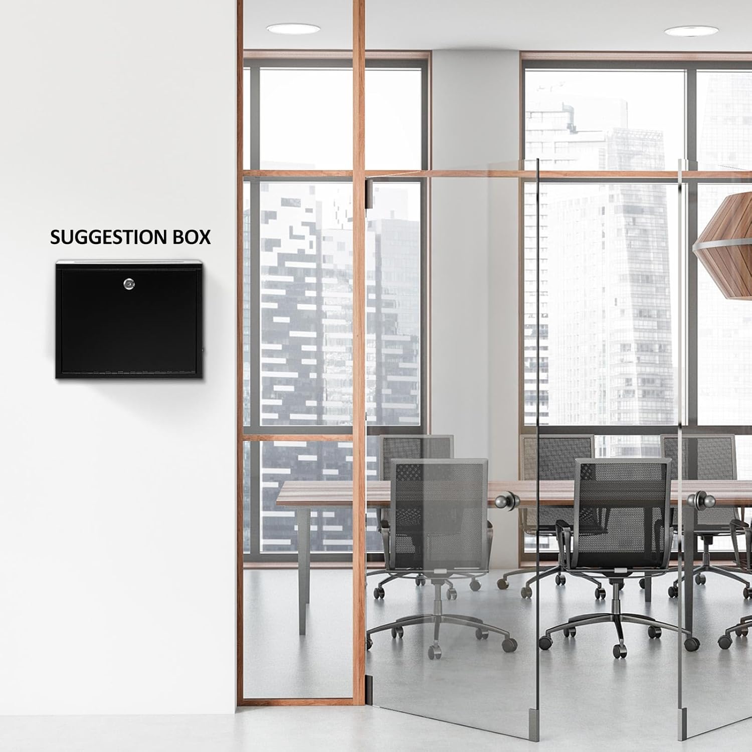 Metal Donation Box Suggestion Box with Slot and Lock-Cash for Money-Waterproof Drop Comment and Ballot Voting for Easy Wall mounting(Black,12 x 10 x 3 Inches)