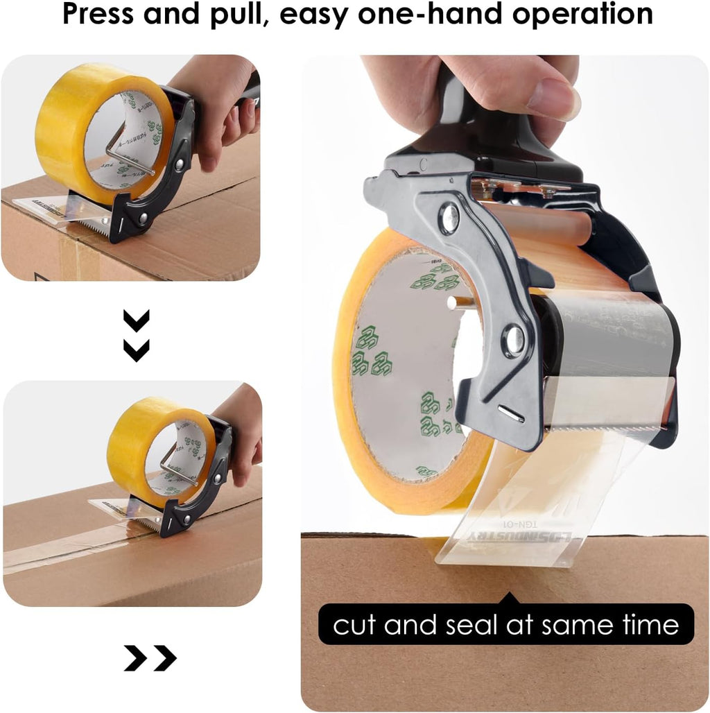 2 Pcs Rapid-Replace Packing Tape Dispenser Guns with Extra Blade, 2IN(50mm) Lightweight Ergonomic Industrial Handheld Heavy Duty Tape Cutter for Carton, Packaging and Box Sealing Pink