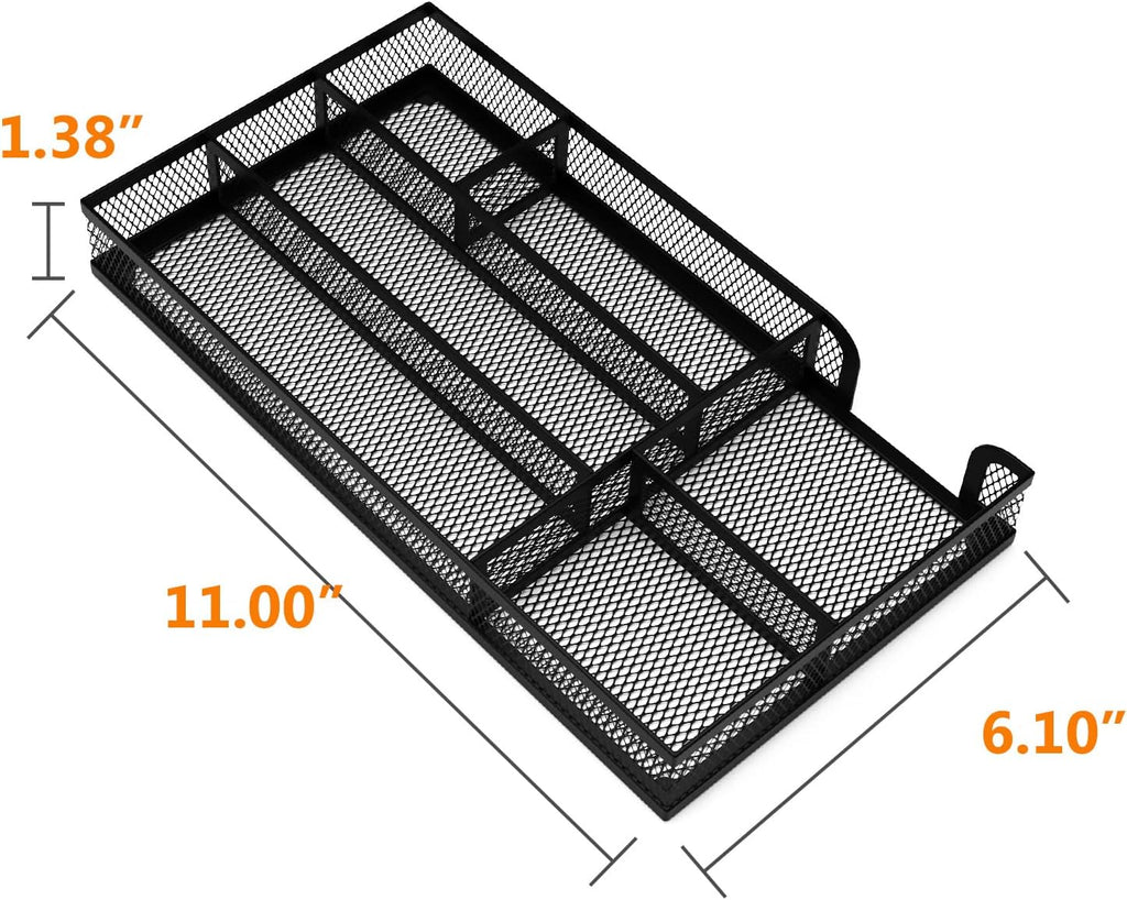 Desk Drawer Organizer, Metal Mesh Dividers Organizer (Blak-2P, Small)