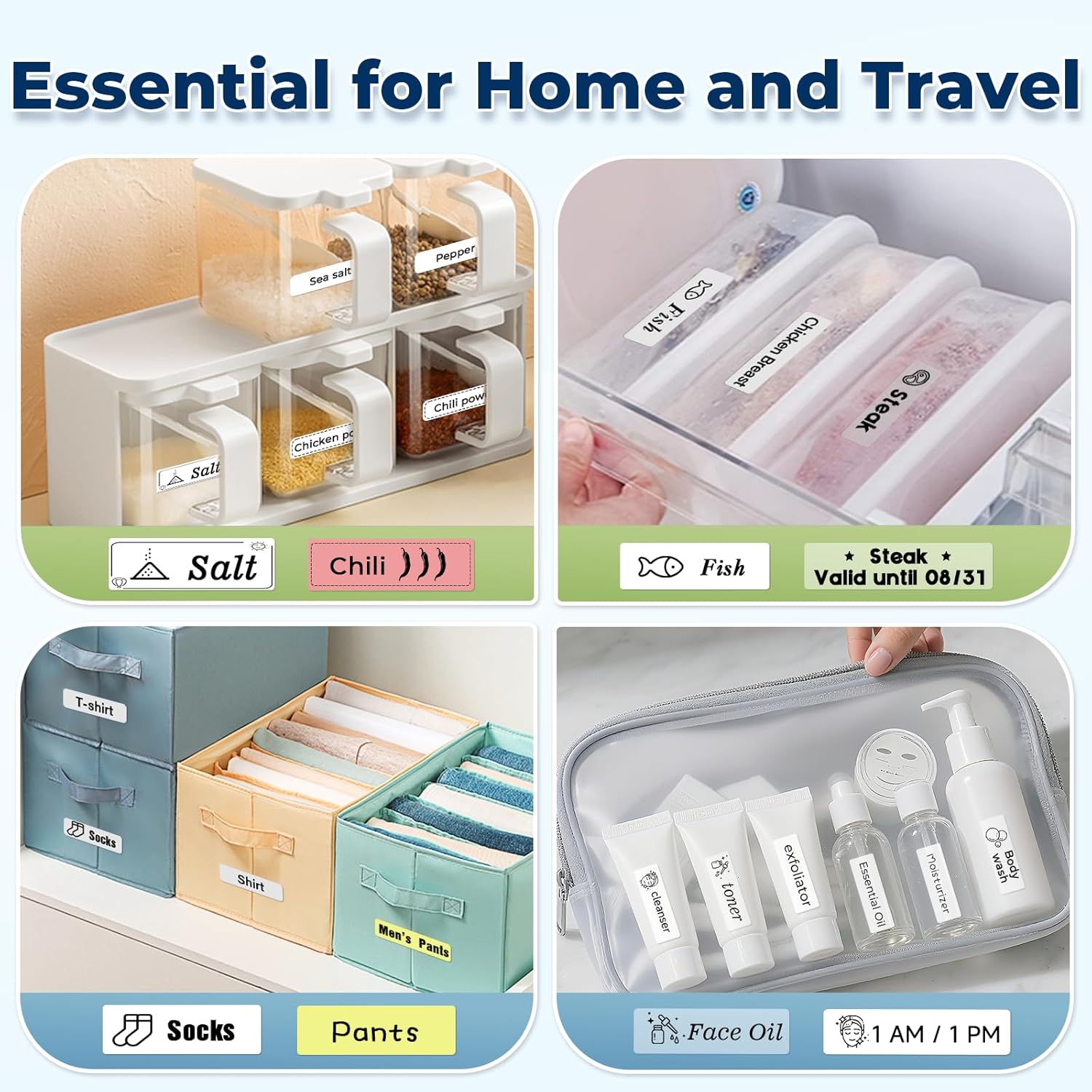 Label Maker Machine with Tape P0 Rechargeable Bluetooth Mini Label Printer Portable Small Thermal Labeling Machine Easy to Use for Home Office School Organization Battery Included White