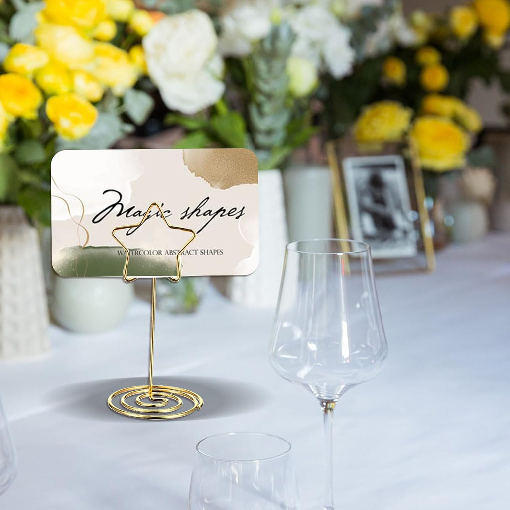 40 Pcs TTable Number Stands Gold, 3.35 inch Place Card Holders,Table Number Stands,Table Card Holder, Photo Picture Holders for Centerpieces, Wedding, Party, Birthday, Star Shape, Diamond Shape