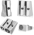 Metal Pencil Sharpeners, 4pcs Manual Double Hole Pencil Sharpener for Colored Graphite Pencils, Crayon Sharpener, Home School Office