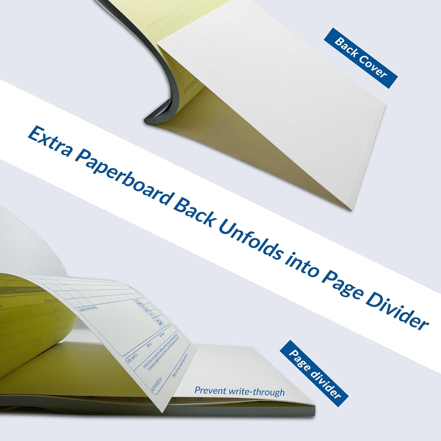 Repair Order Book, 2 Part Carbonless Job Work Order Forms - White/Yellow, 5-7/10 x 8-1/4 Inches, Invoice Receipt Book for Small Business, Consecutively Numbered, 200 Sets (4 Packs)