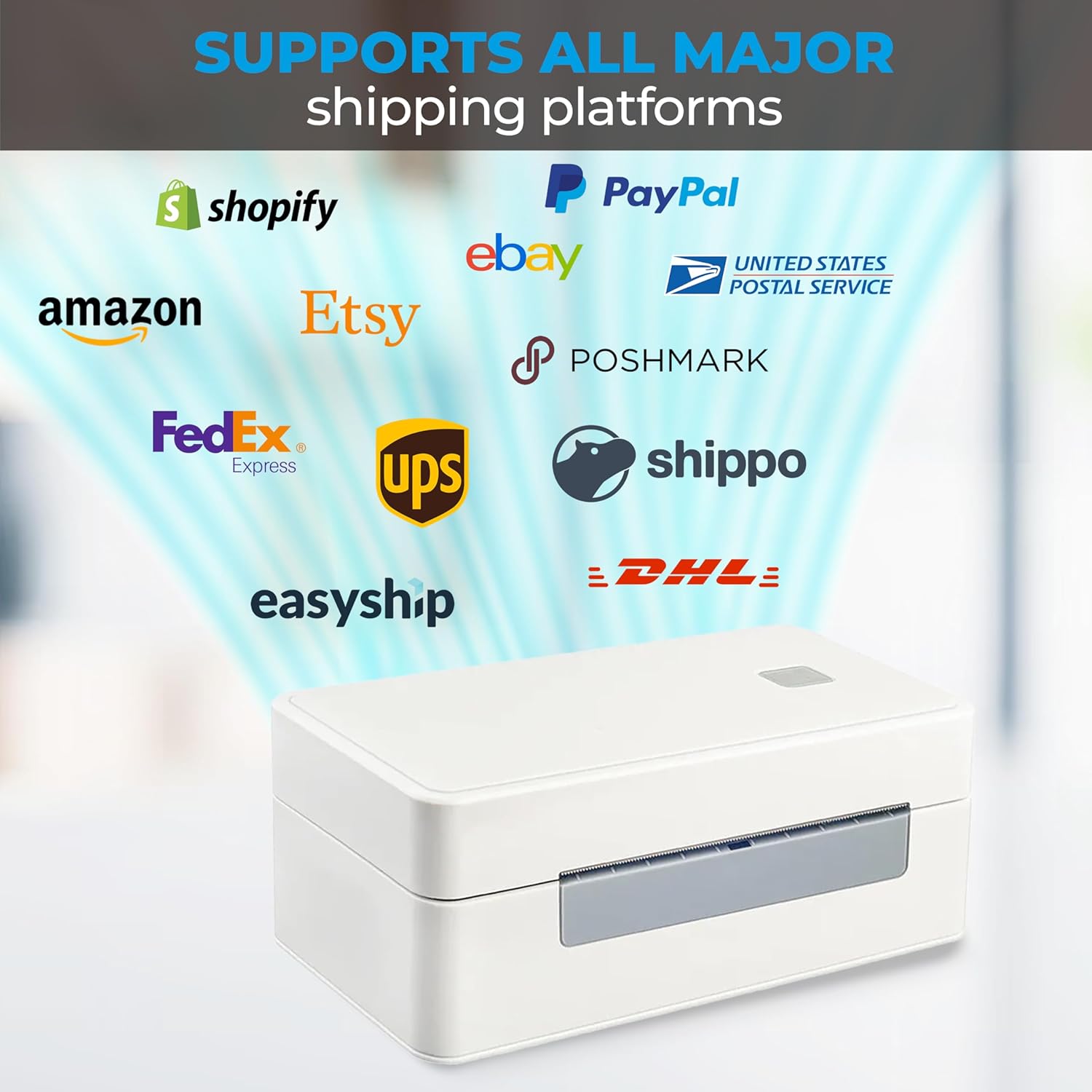 3044C-WF 300 DPI WiFi Shipping Label Printer Label Design Software on Windows, Print Wireless on Windows iPhone/iPad Mac Android UPS FedEx Ebay Shopify Shipstation Fanfold Direct Label