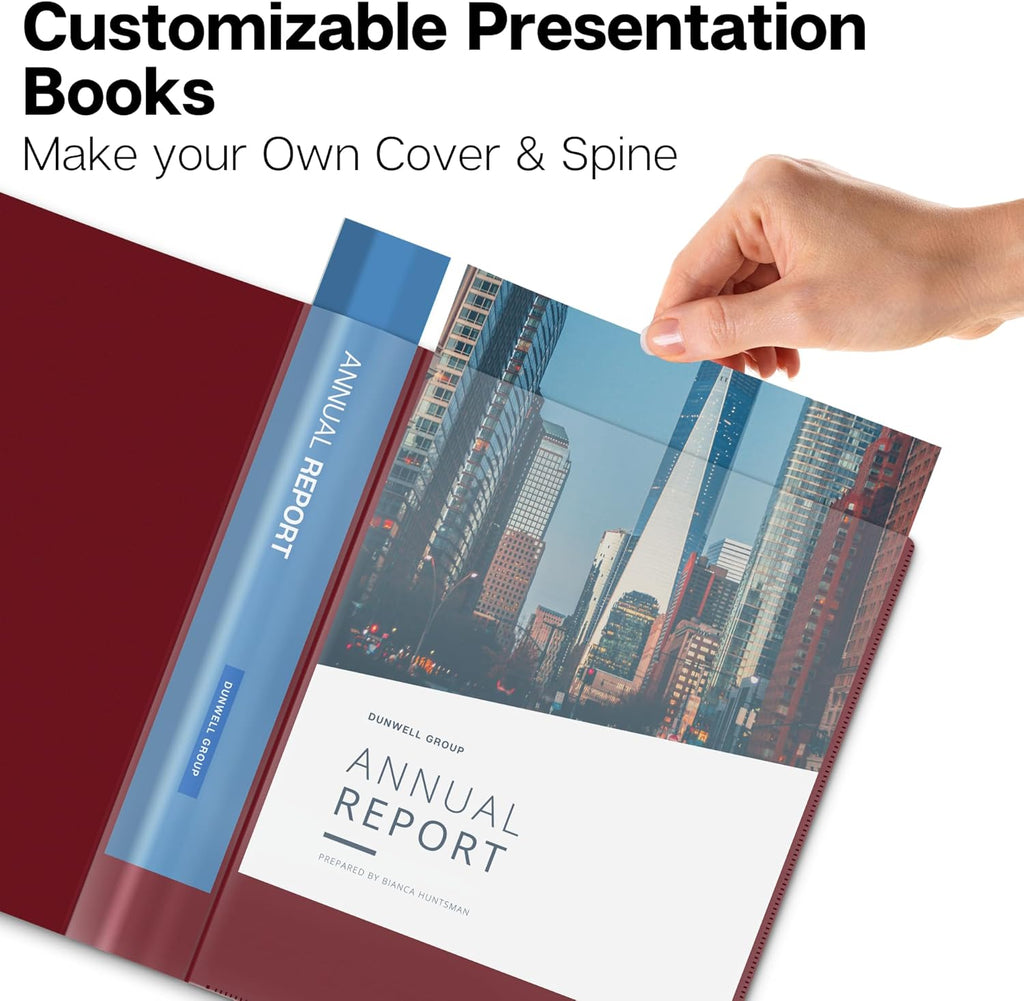 Dunwell Presentation Binder 12-Pocket, Displays 24 Pages, 8.5x11 Portfolio Binder with Plastic Sleeves, Storage and Organizer for Documents, Certificates, Projects, Photos (Ruby)